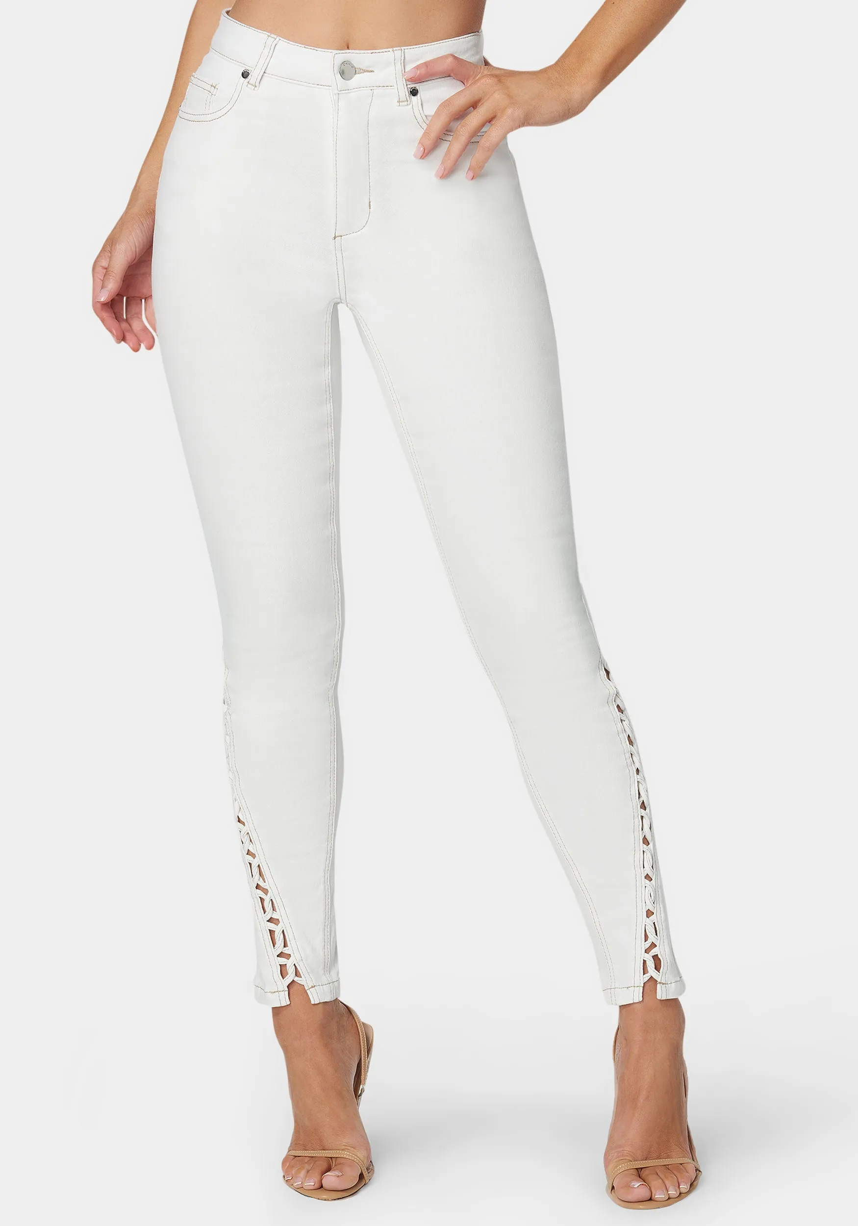White High Waist Skinny Leg Jeans sold by Bebe product image thumbnail 2