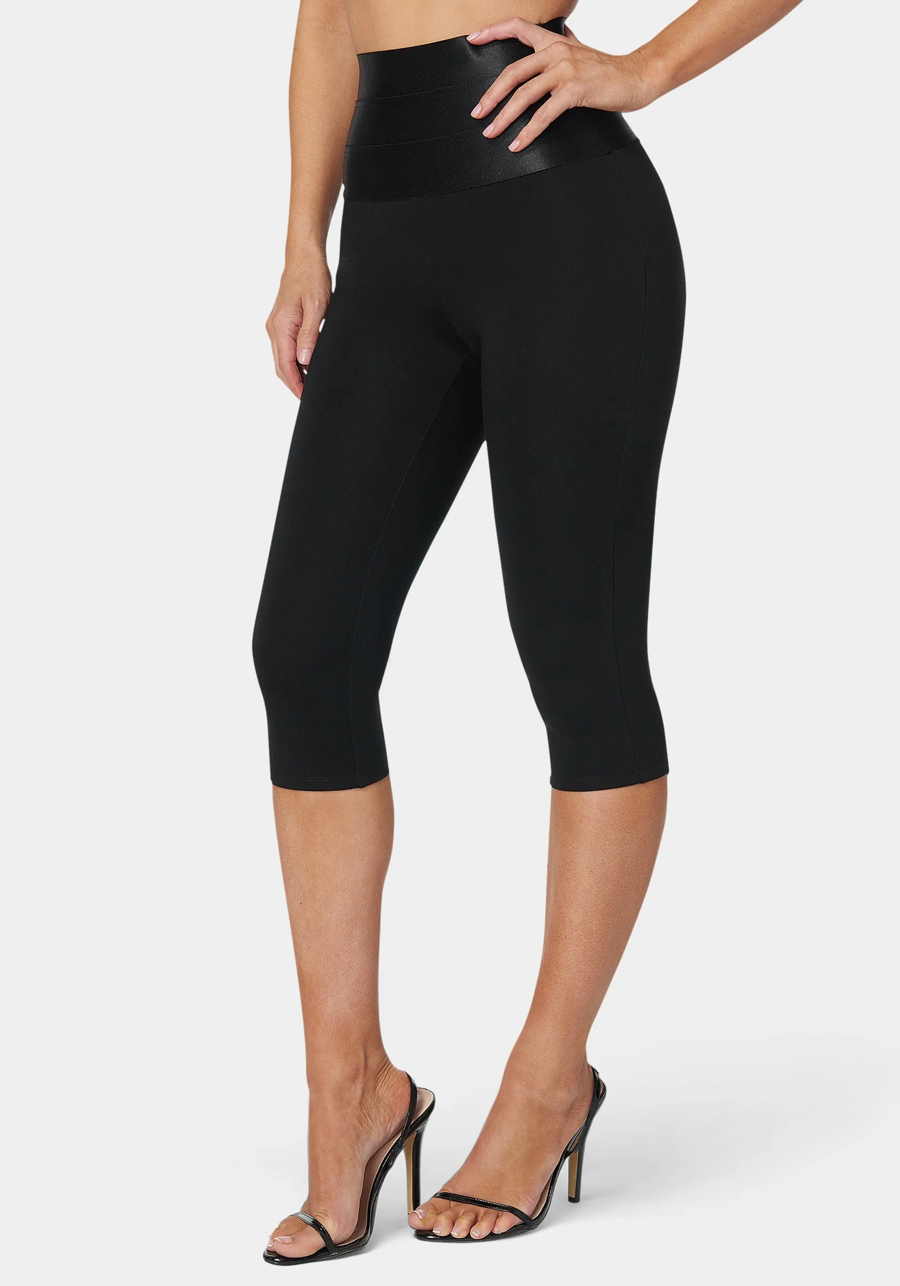 High Waist Satin Elastic Capri Legging sold by Bebe product image thumbnail 2