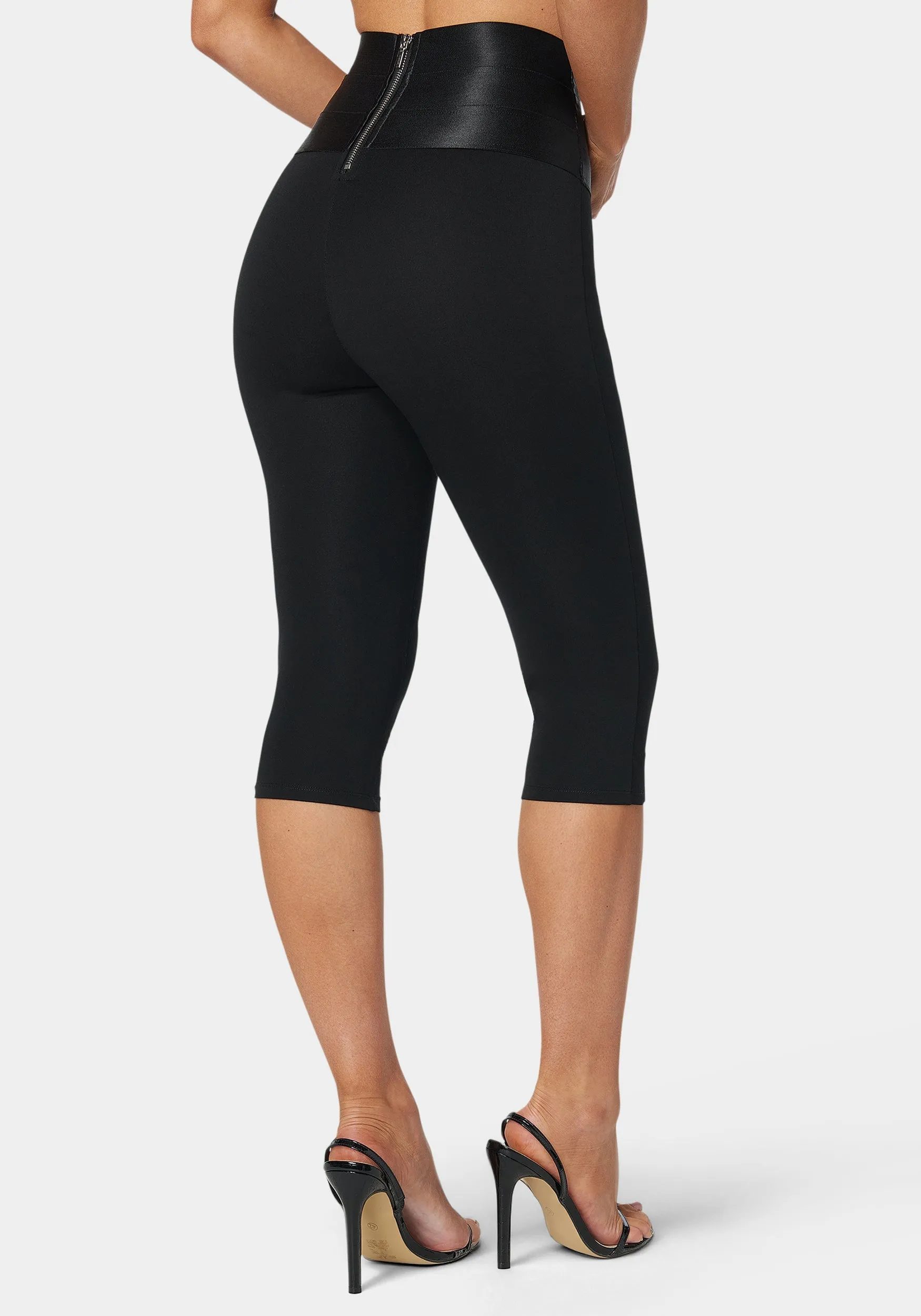 High Waist Satin Elastic Capri Legging sold by Bebe product image thumbnail 3