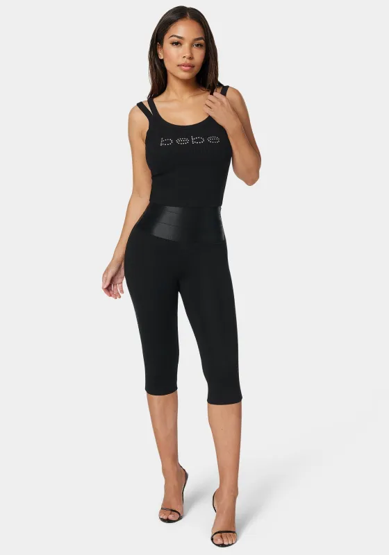 High Waist Satin Elastic Capri Legging made by TC