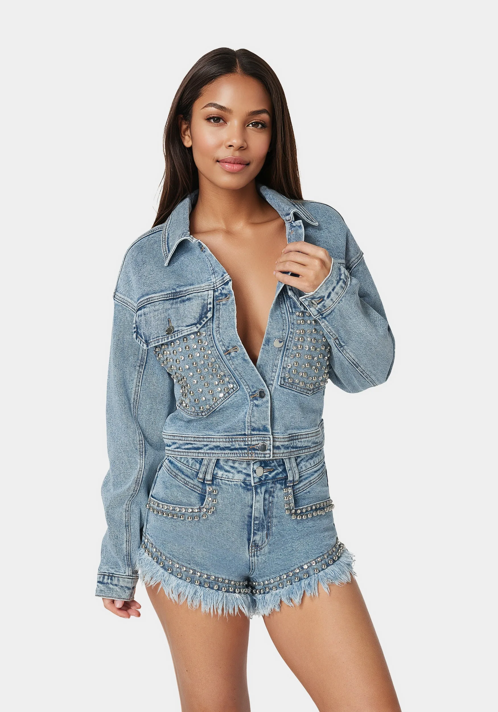 Studded Denim Jacket sold by Bebe