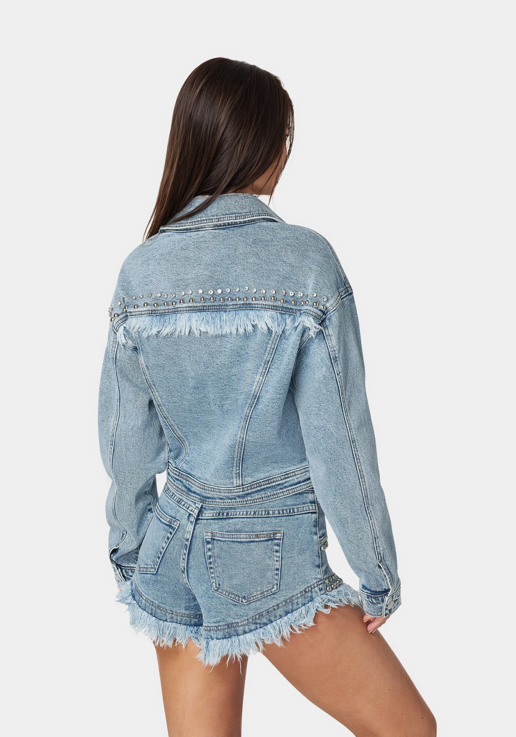 Studded Denim Jacket sold by Bebe product image thumbnail 3