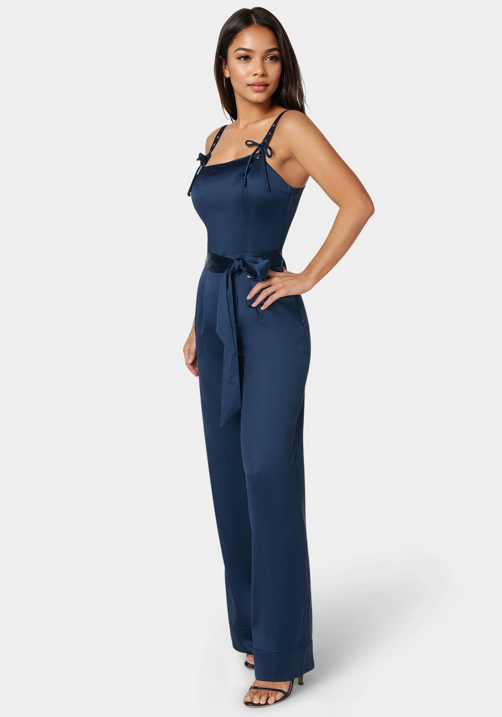 Luxe Satin Ultra Wide Leg Jumpsuit sold by Bebe product image thumbnail 2