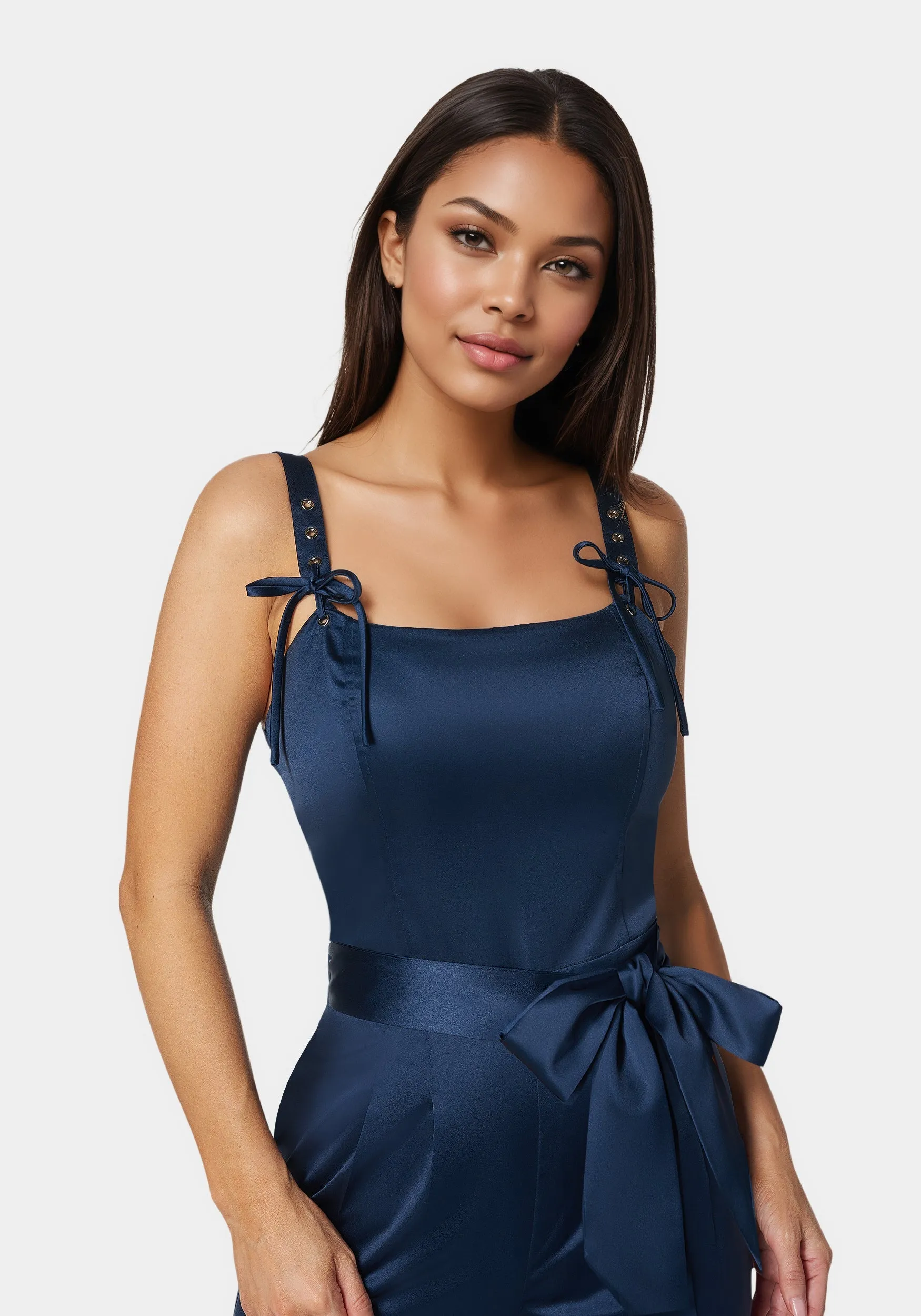 Luxe Satin Ultra Wide Leg Jumpsuit sold by Bebe product image thumbnail 4