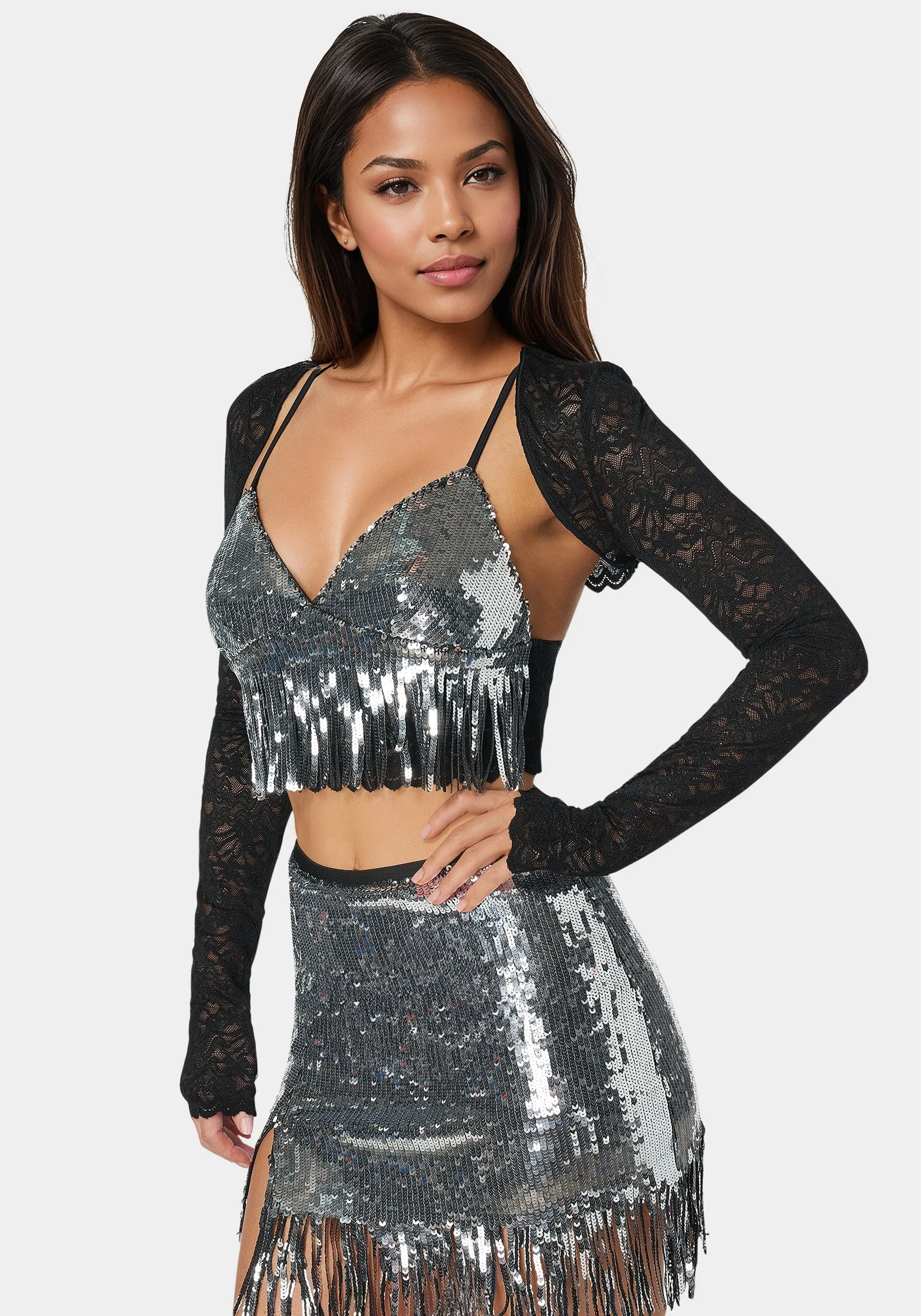 Lace Shrug And Sequins Cami sold by Bebe product image thumbnail 3