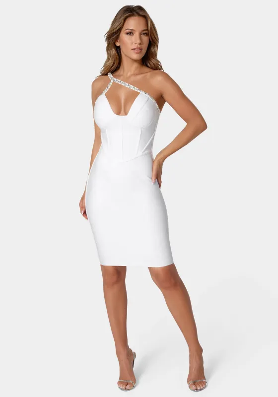 Embellished Crystal Corset Bandage Dress sold by Bebe