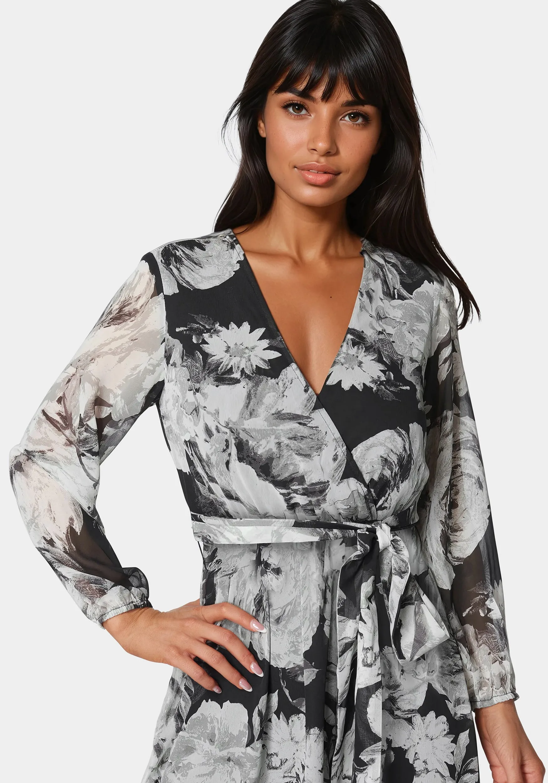 Surplice Chiffon Midi Dress sold by Bebe product image thumbnail 4