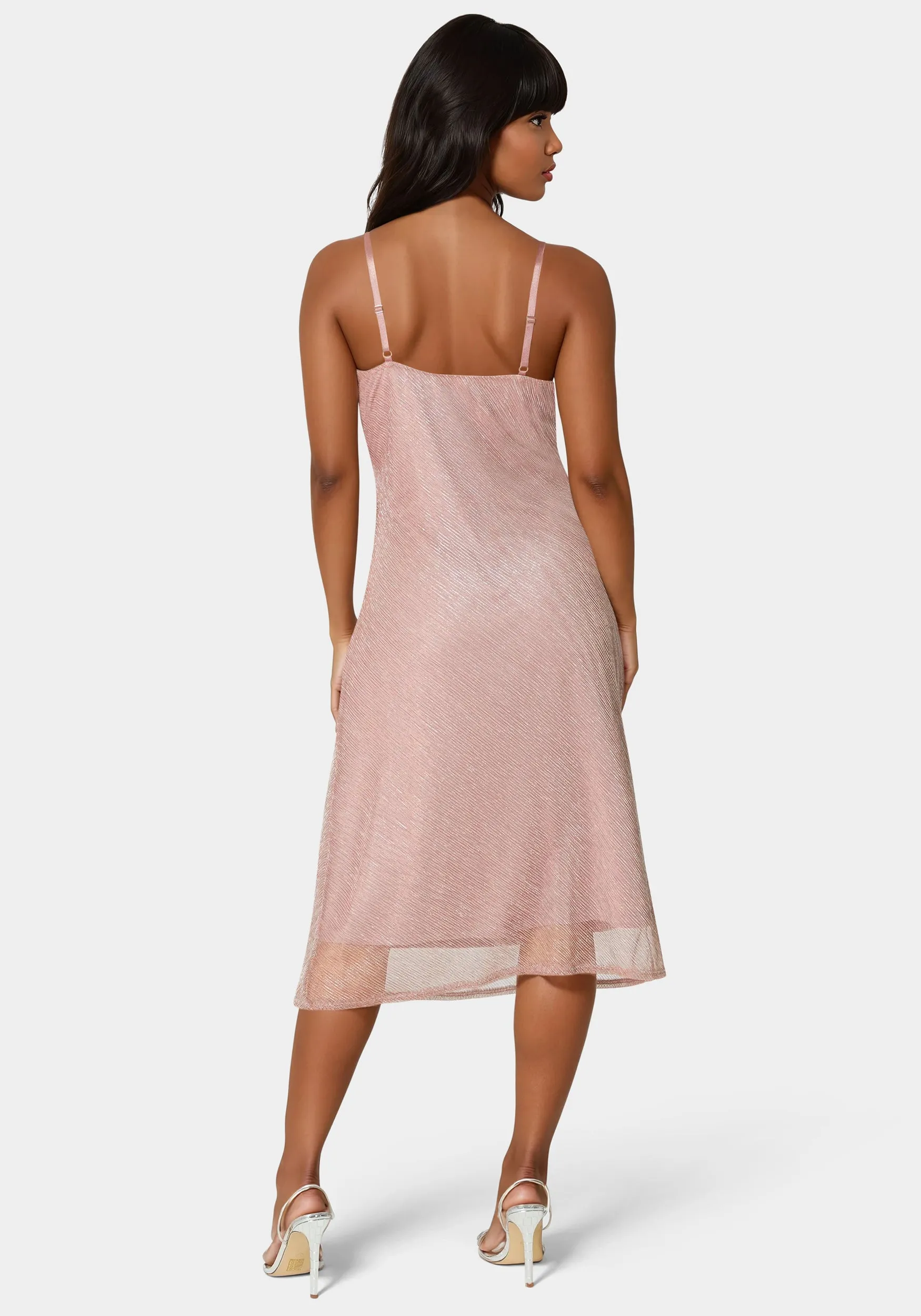 Pleated Cowl Neck Midi Dress sold by Bebe product image thumbnail 3