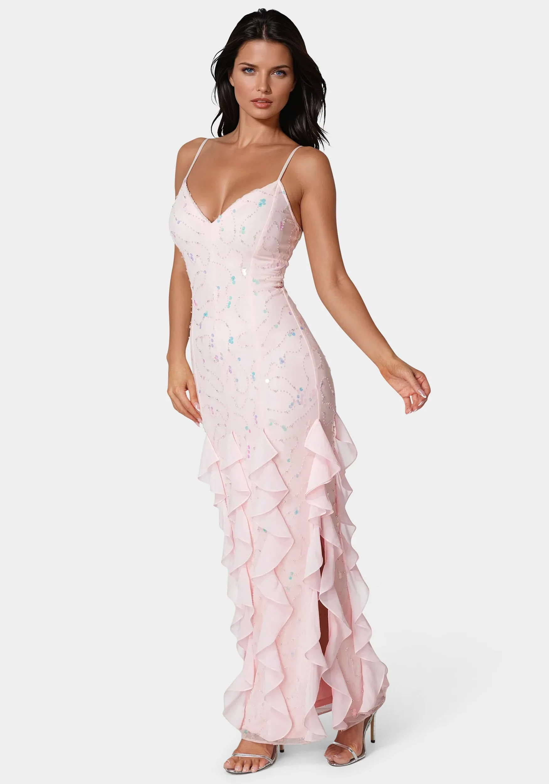 Cascade Beaded Mesh Gown sold by Bebe product image thumbnail 2