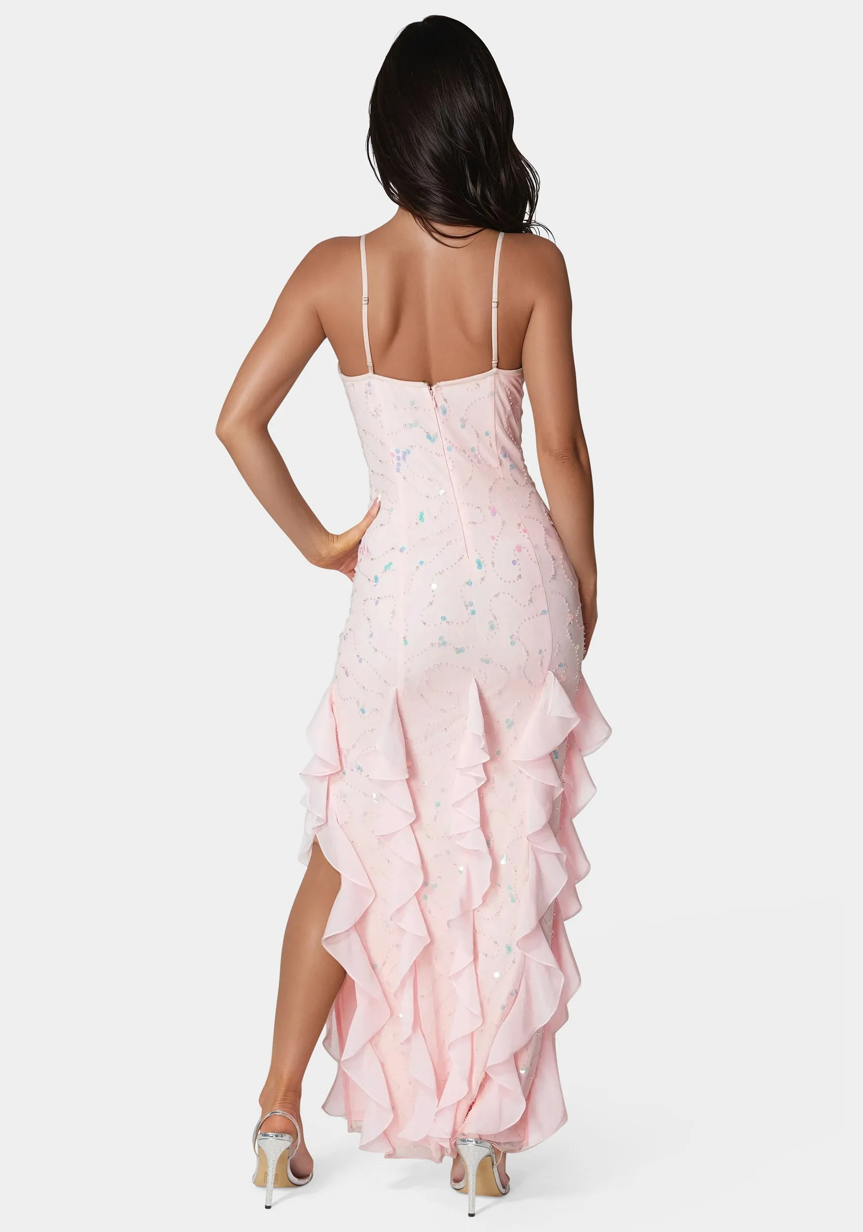 Cascade Beaded Mesh Gown sold by Bebe product image thumbnail 3