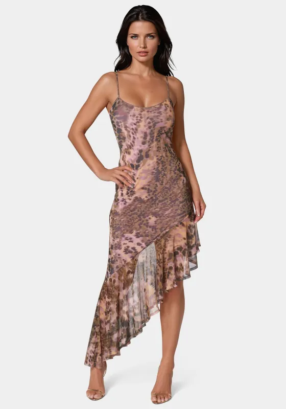 Cascade High Low Mesh Dress sold by Bebe