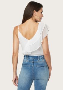 Ruffle Detail Bodysuit sold by Bebe