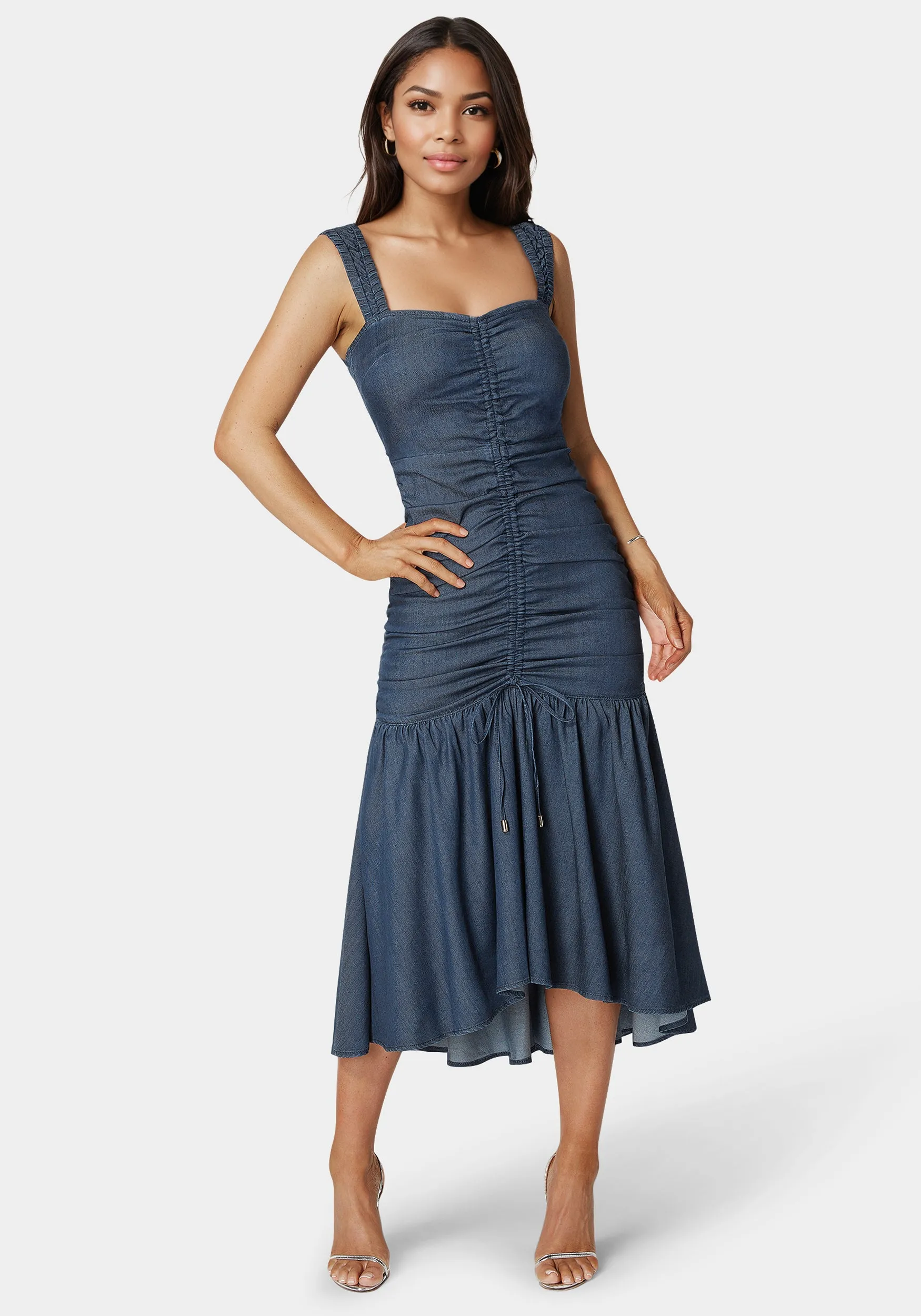 Ruched Denim Dress sold by Bebe