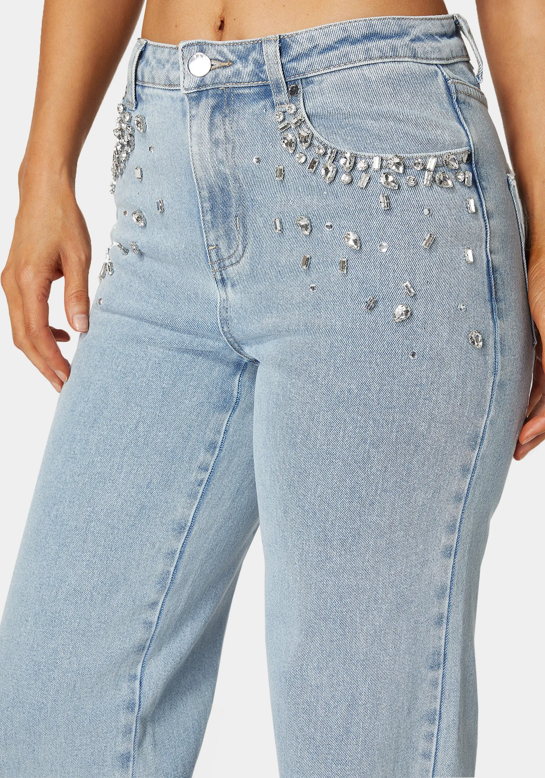 High Waist Embellished Wide Leg Jeans sold by Bebe product image thumbnail 3