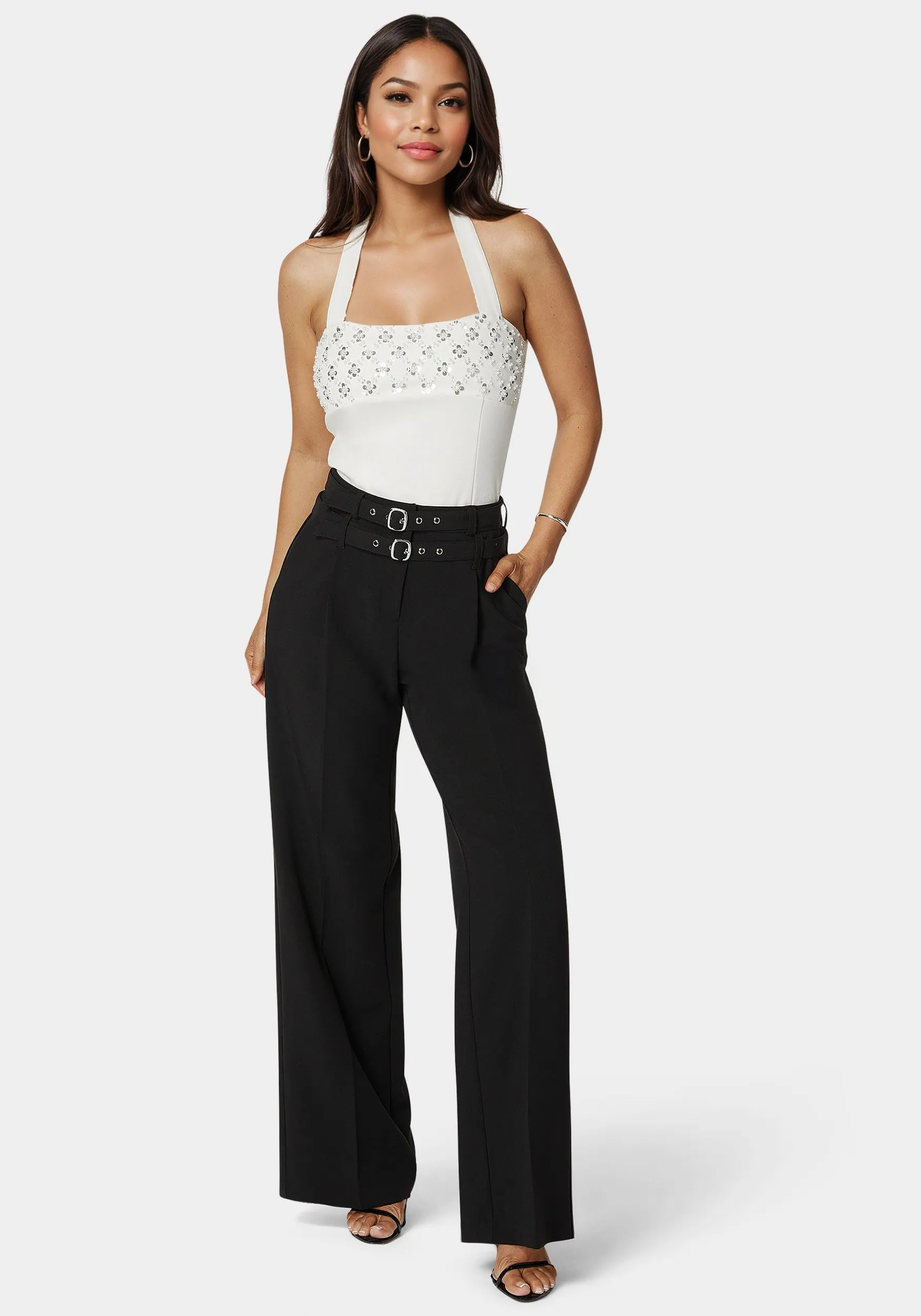 High Waist Double Belted Palazzo Pant sold by Bebe product image thumbnail 2