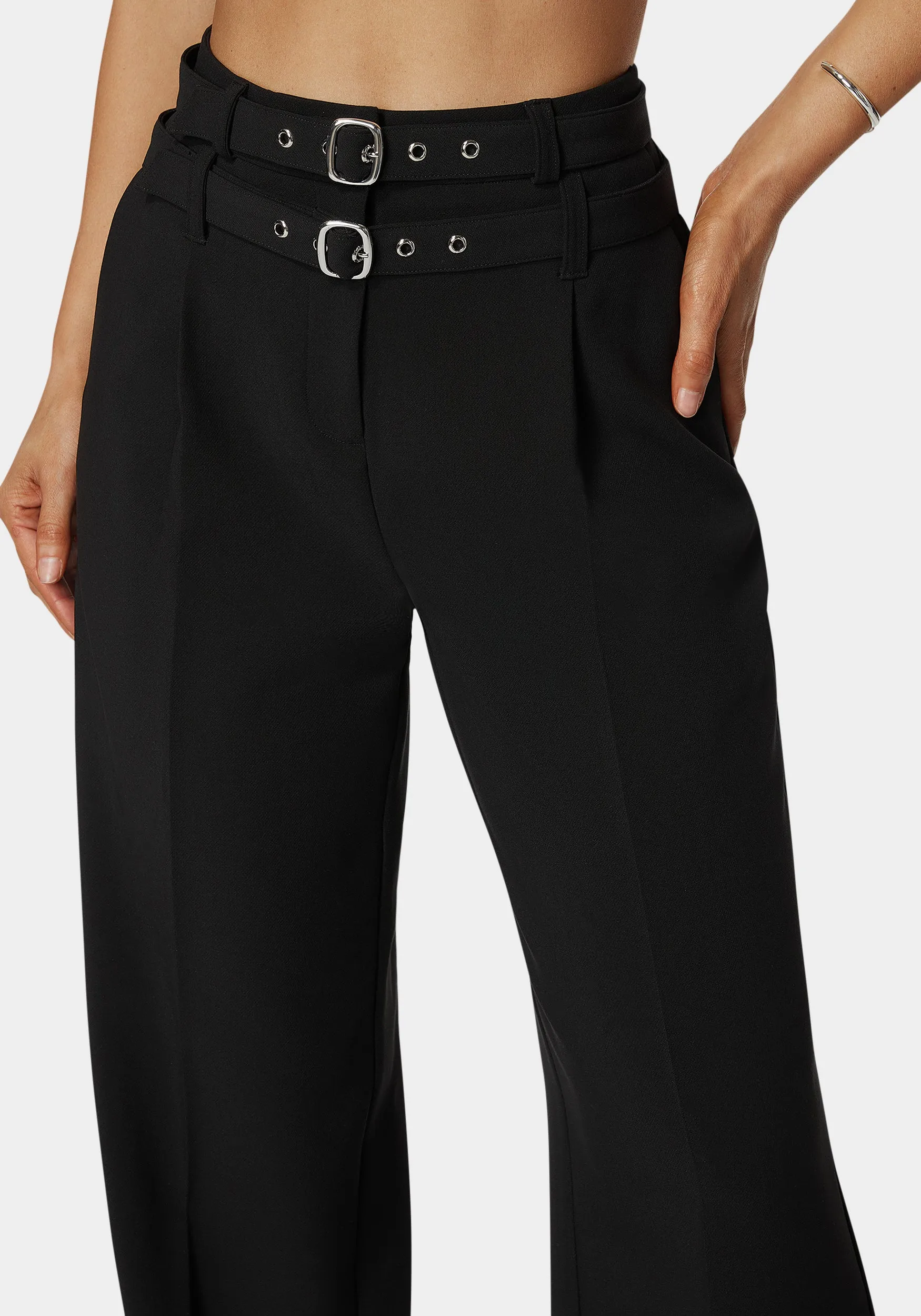 High Waist Double Belted Palazzo Pant sold by Bebe product image thumbnail 3