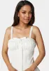 Tie Front Ruched Bust Satin Corset sold by Bebe