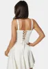 Tie Front Ruched Bust Satin Corset sold by Bebe