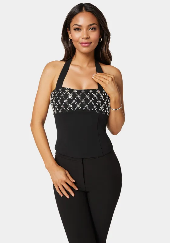 Halter Neck Bead Sequin Top sold by Bebe