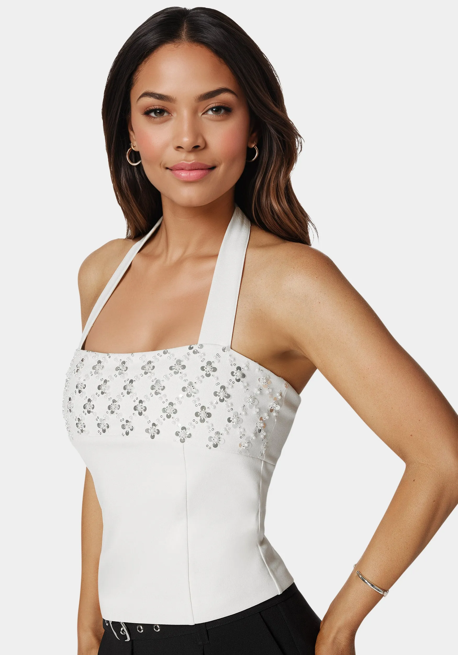 Halter Neck Bead Sequin Top sold by Bebe product image thumbnail 3