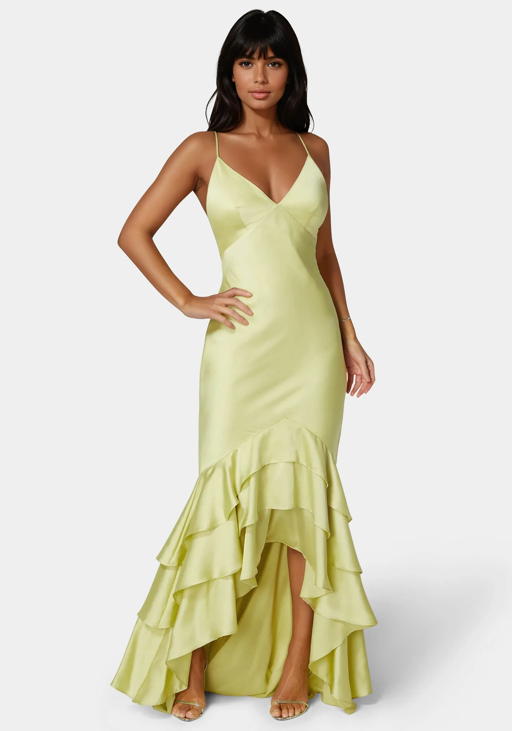 Tiered Satin High Low Gown sold by Bebe