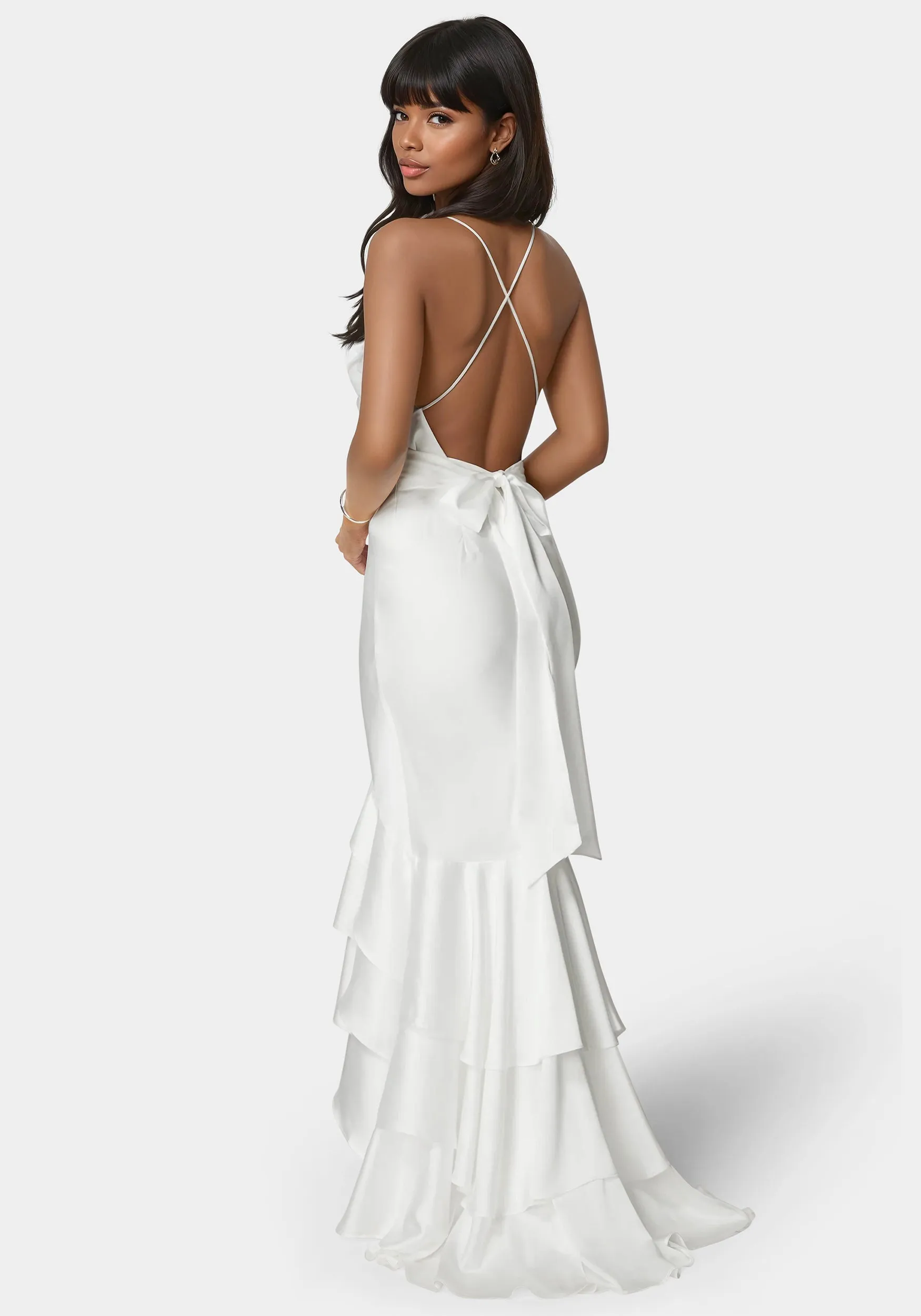 Tiered Satin High Low Gown sold by Bebe product image thumbnail 4