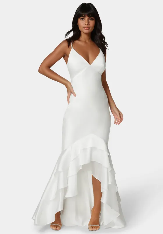 Tiered Satin High Low Gown sold by Bebe