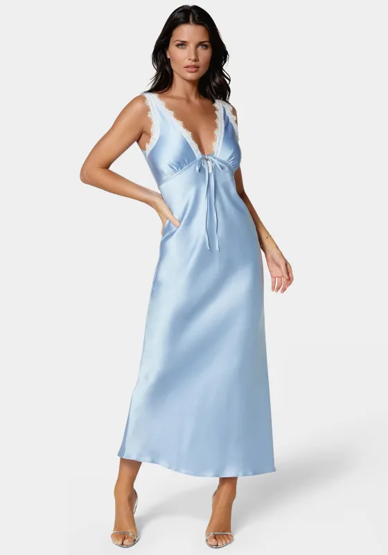 Lace Detail Satin Slip Dress sold by Bebe