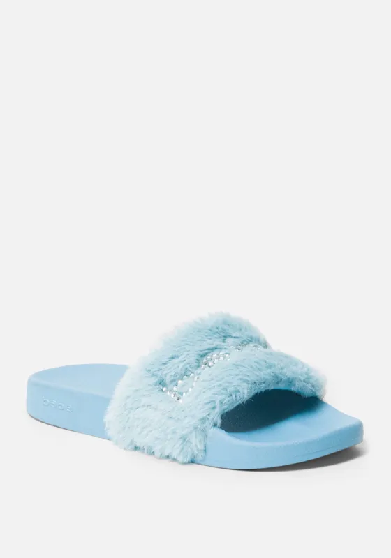 Furiosa Faux Fur Slides sold by Bebe