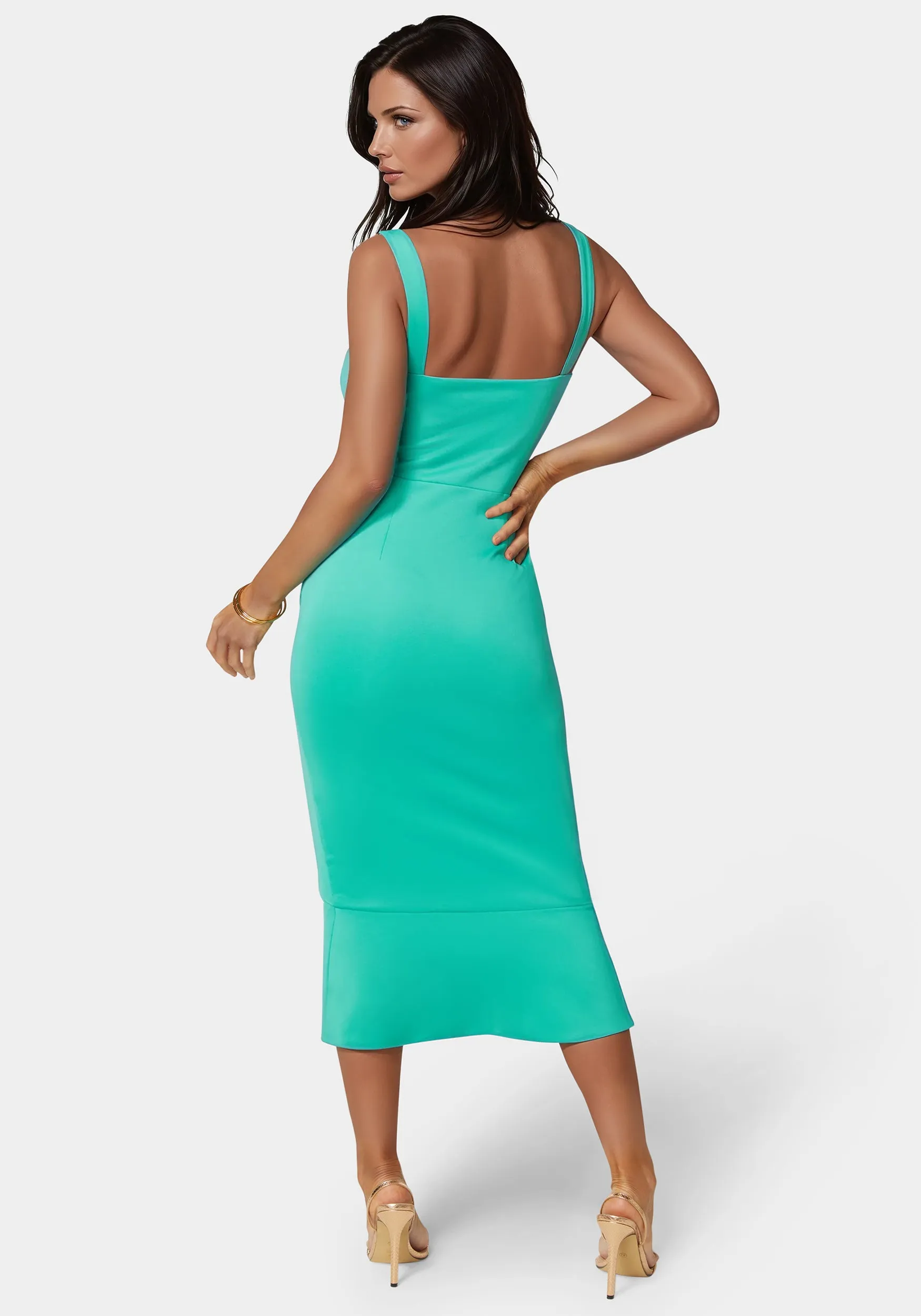 Scuba Bustier Ruffle Wrap Dress sold by Bebe product image thumbnail 4