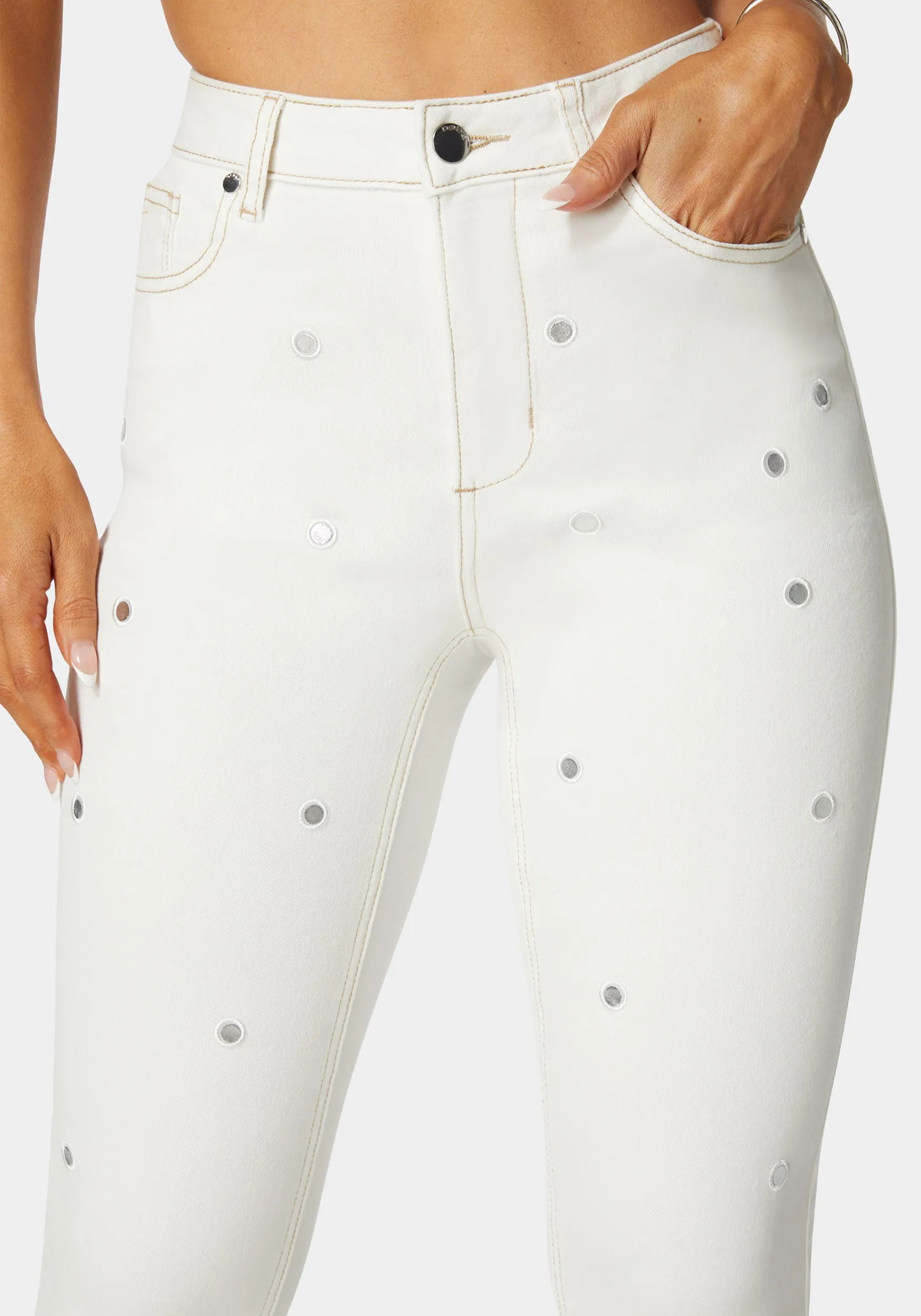 High Waist Mirror Effect Skinny Leg Jeans sold by Bebe product image thumbnail 3