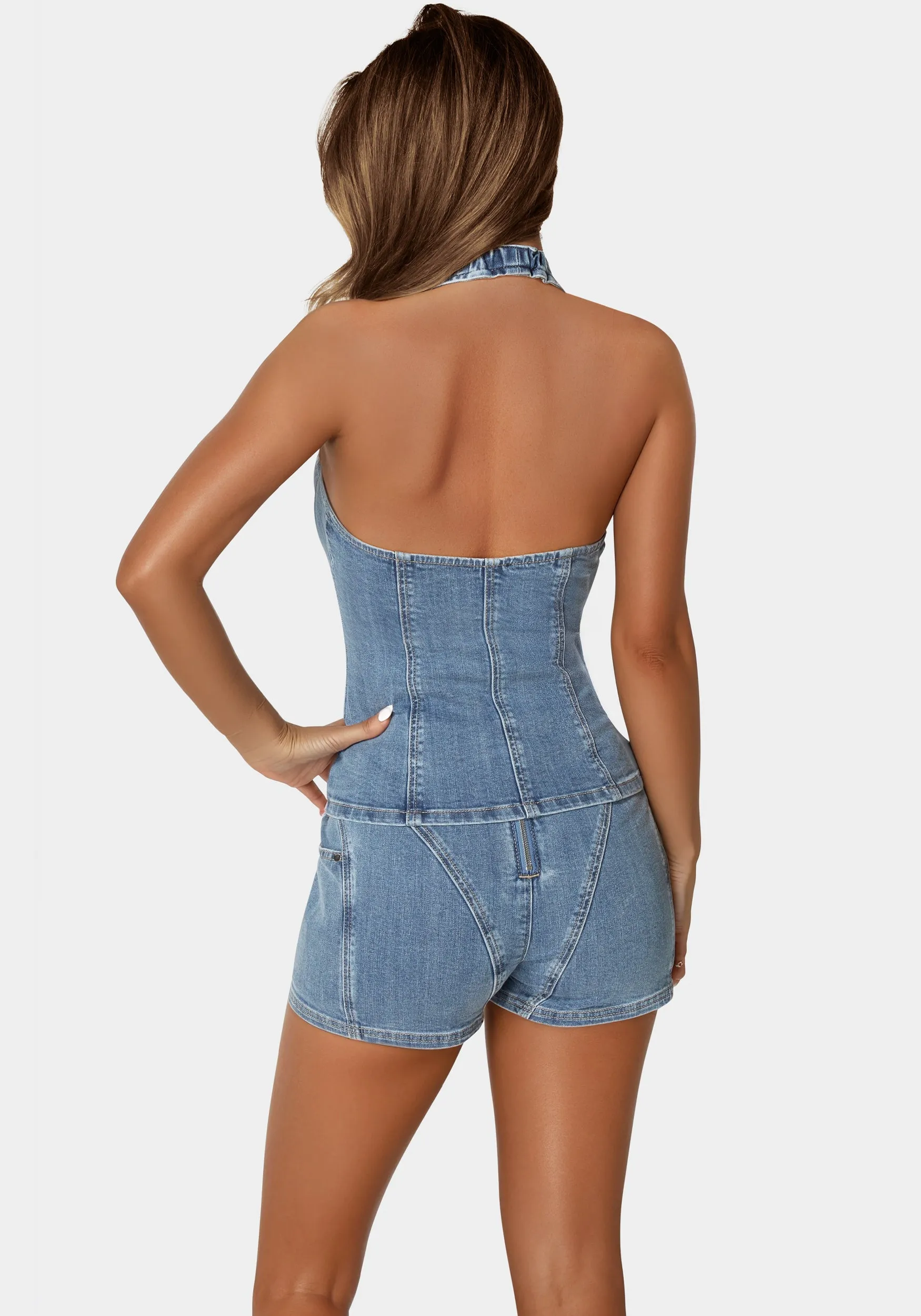Button Down Halter Denim Top sold by Bebe product image thumbnail 4