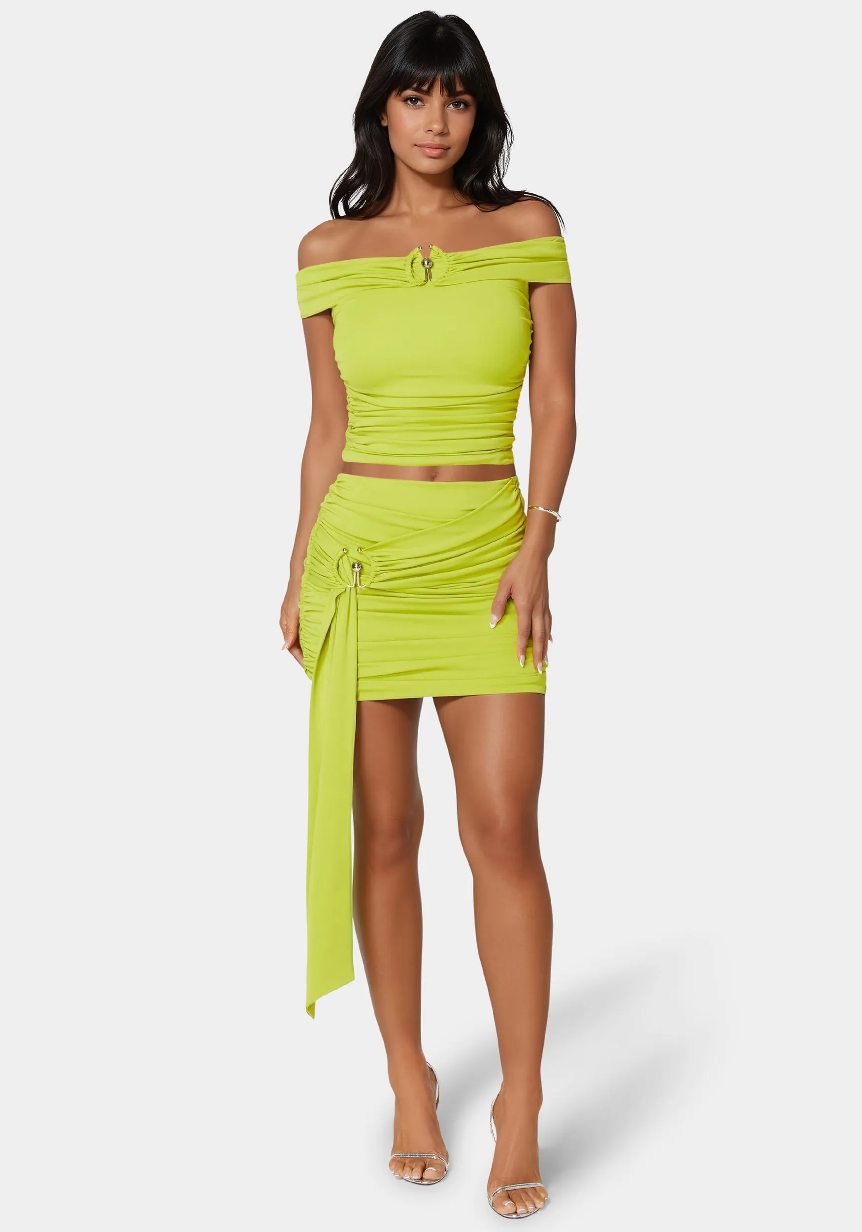 Tie Ruched Knit Skirt sold by Bebe product image thumbnail 2