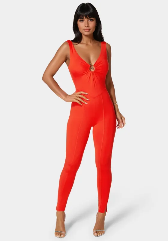 Trim Detail V Neck Catsuit sold by Bebe