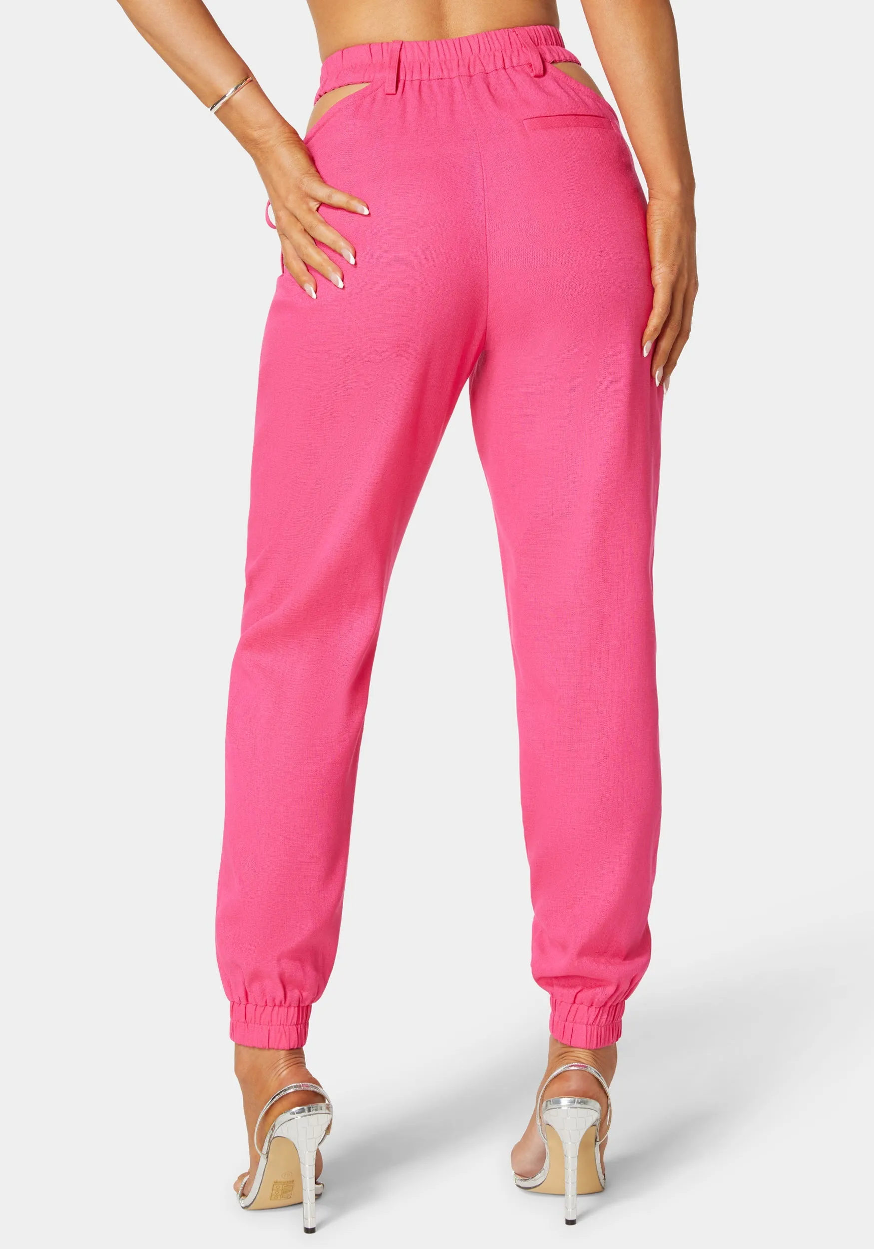 High Waisted Cutout Linen Jogger sold by Bebe product image thumbnail 4