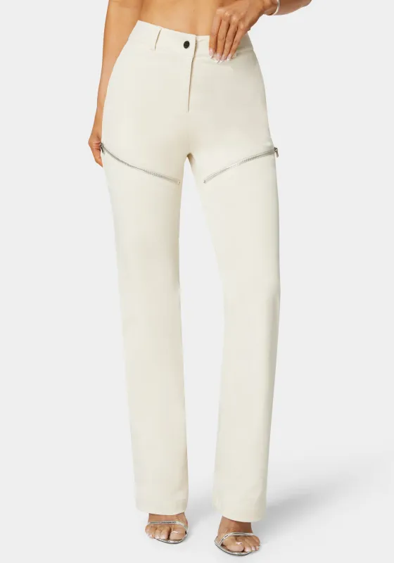 Natural Waist Zipper Detail Mini Bootcut Pant made by TC