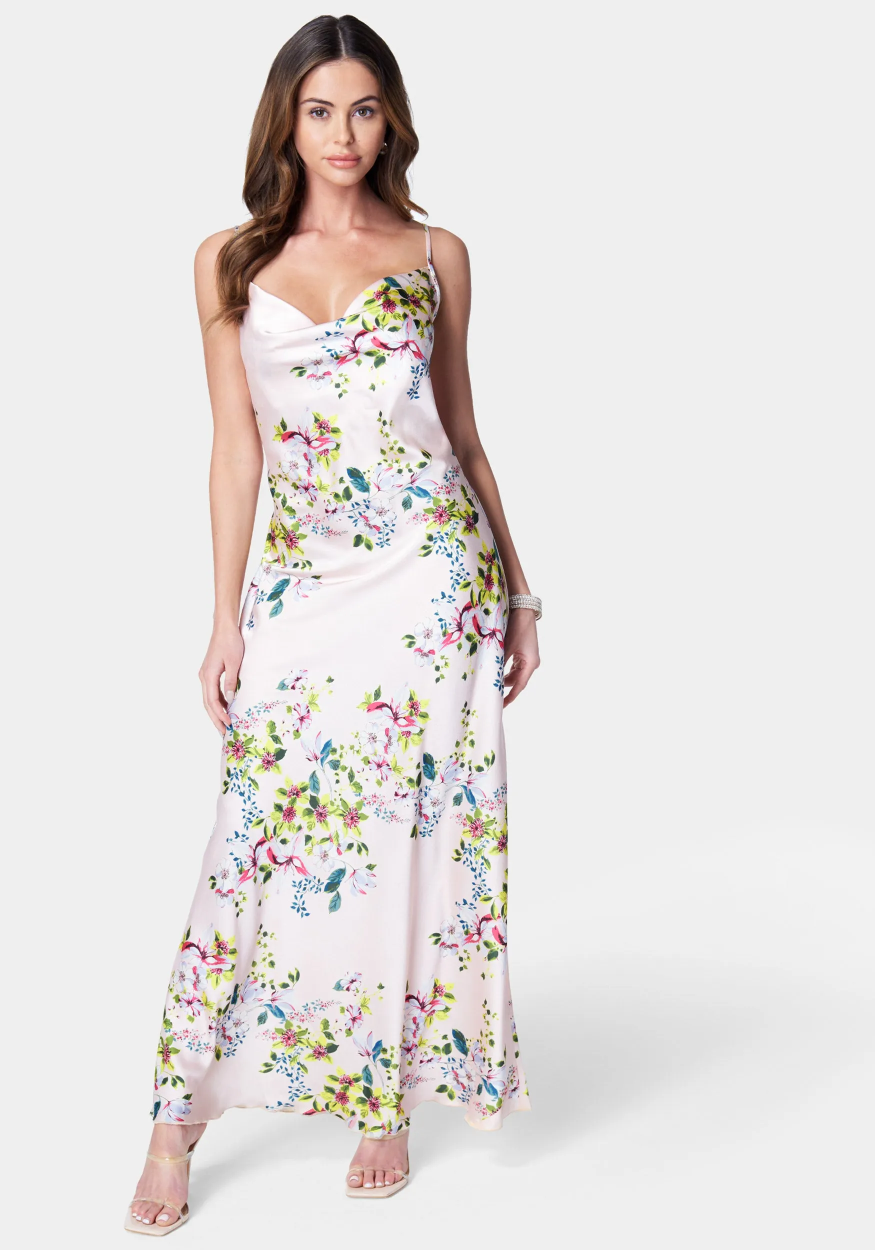 Floral Cowl Neck Maxi Dress sold by Bebe