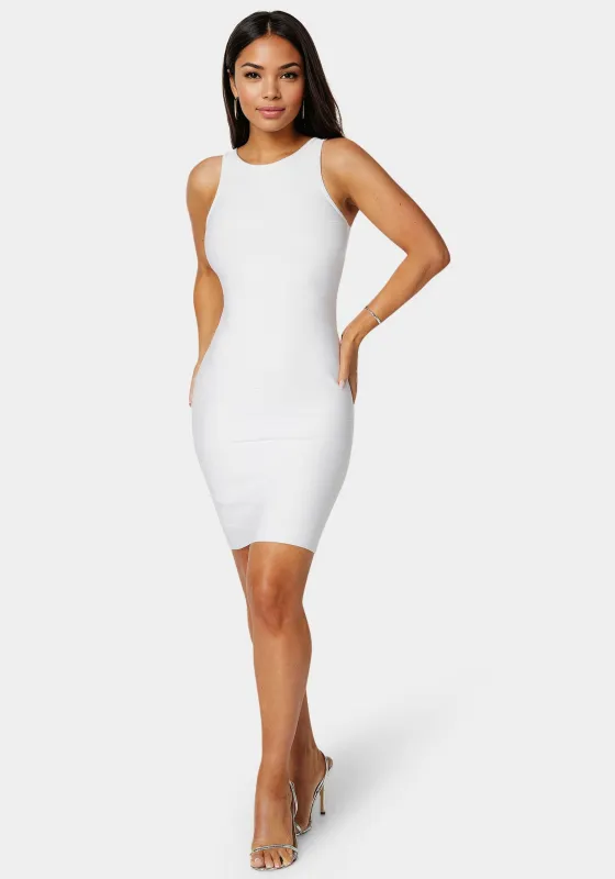 Racer Neck Bandage Short Dress sold by Bebe