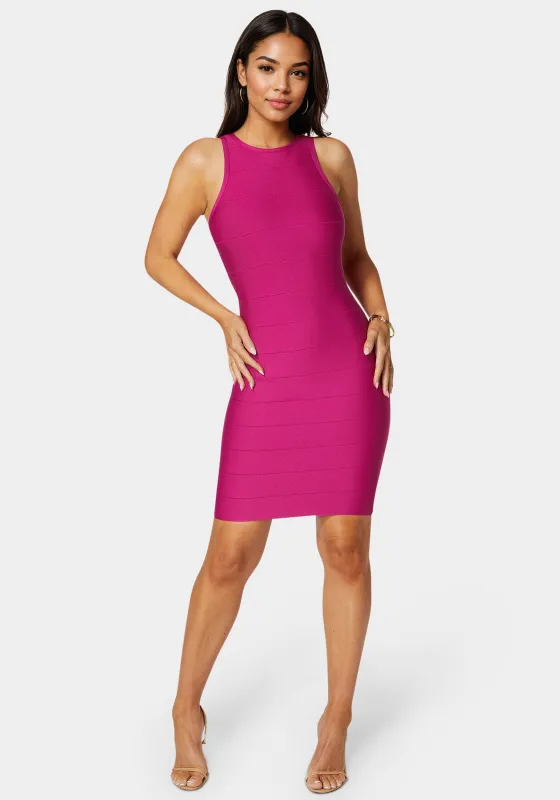 Racer Neck Bandage Short Dress sold by Bebe