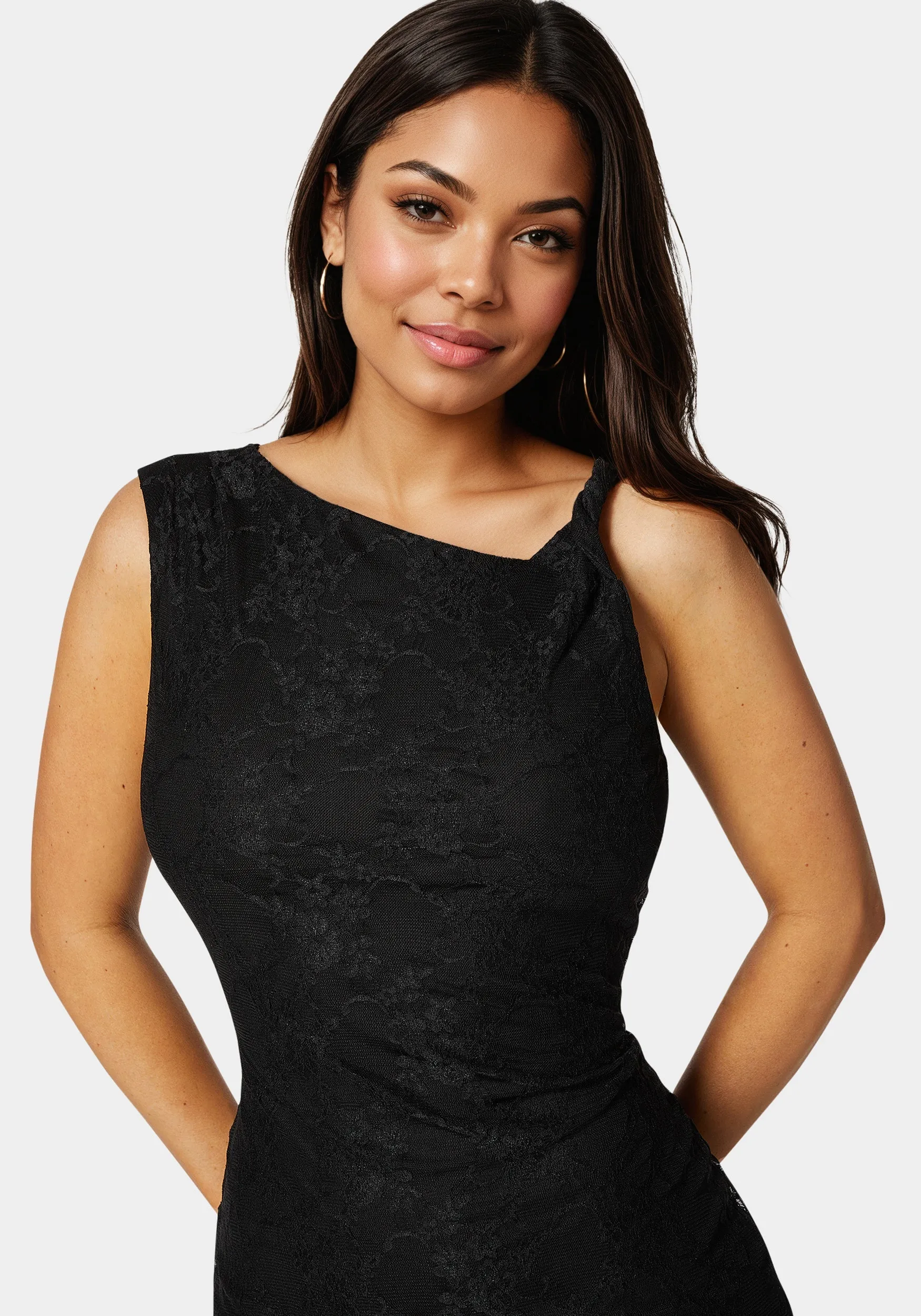 Twist Sleeve Lace Midi Dress sold by Bebe product image thumbnail 3