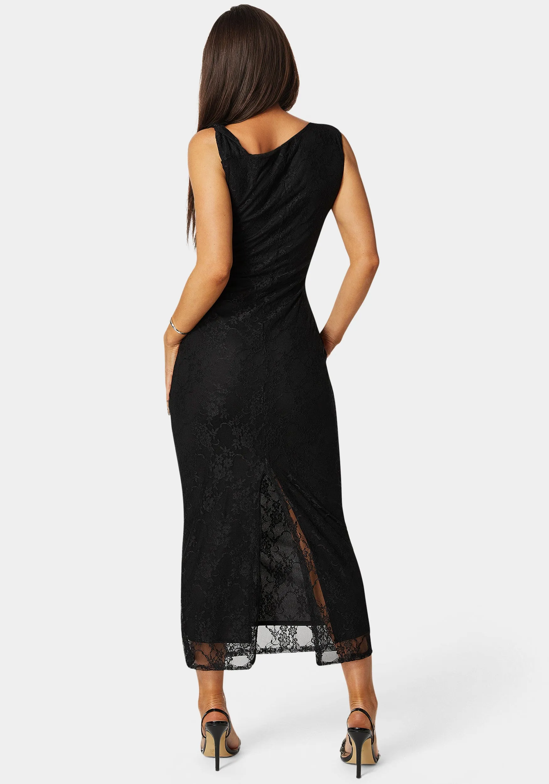 Twist Sleeve Lace Midi Dress sold by Bebe product image thumbnail 4