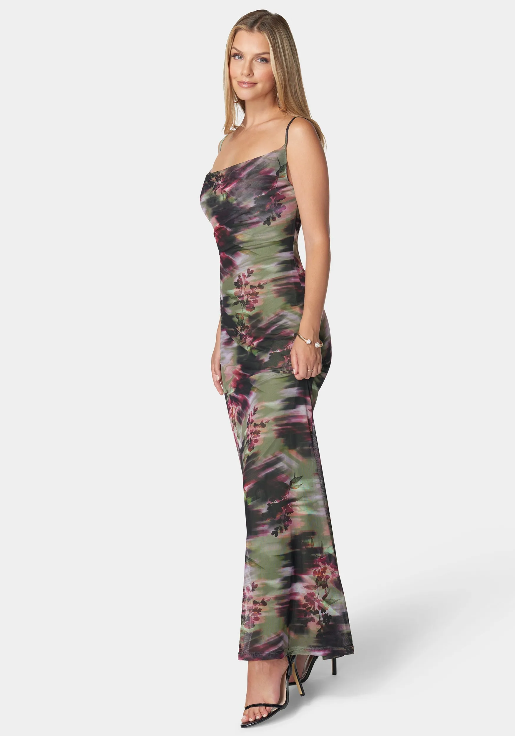 Printed Mesh Cowl Gown sold by Bebe product image thumbnail 3