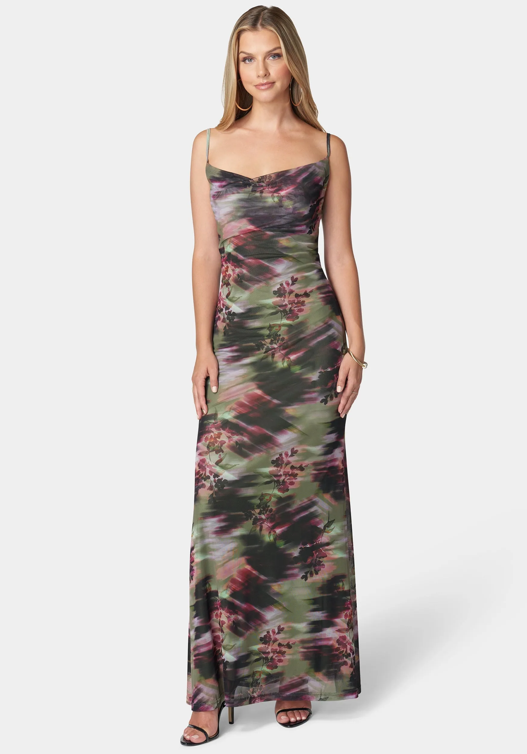 Printed Mesh Cowl Gown sold by Bebe product image thumbnail 2