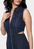 Front Zip Side Cut Out Denim Dress sold by Bebe