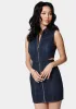 Front Zip Side Cut Out Denim Dress sold by Bebe