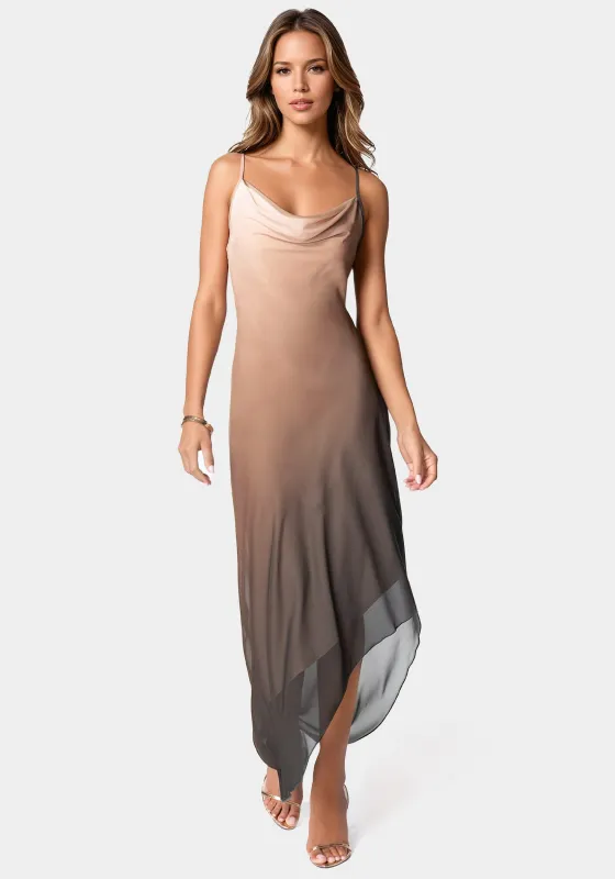 Ombre Chiffon Cowl Dress sold by Bebe