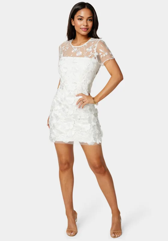 3D Floral Fit & Flare Mini Dress sold by Bebe