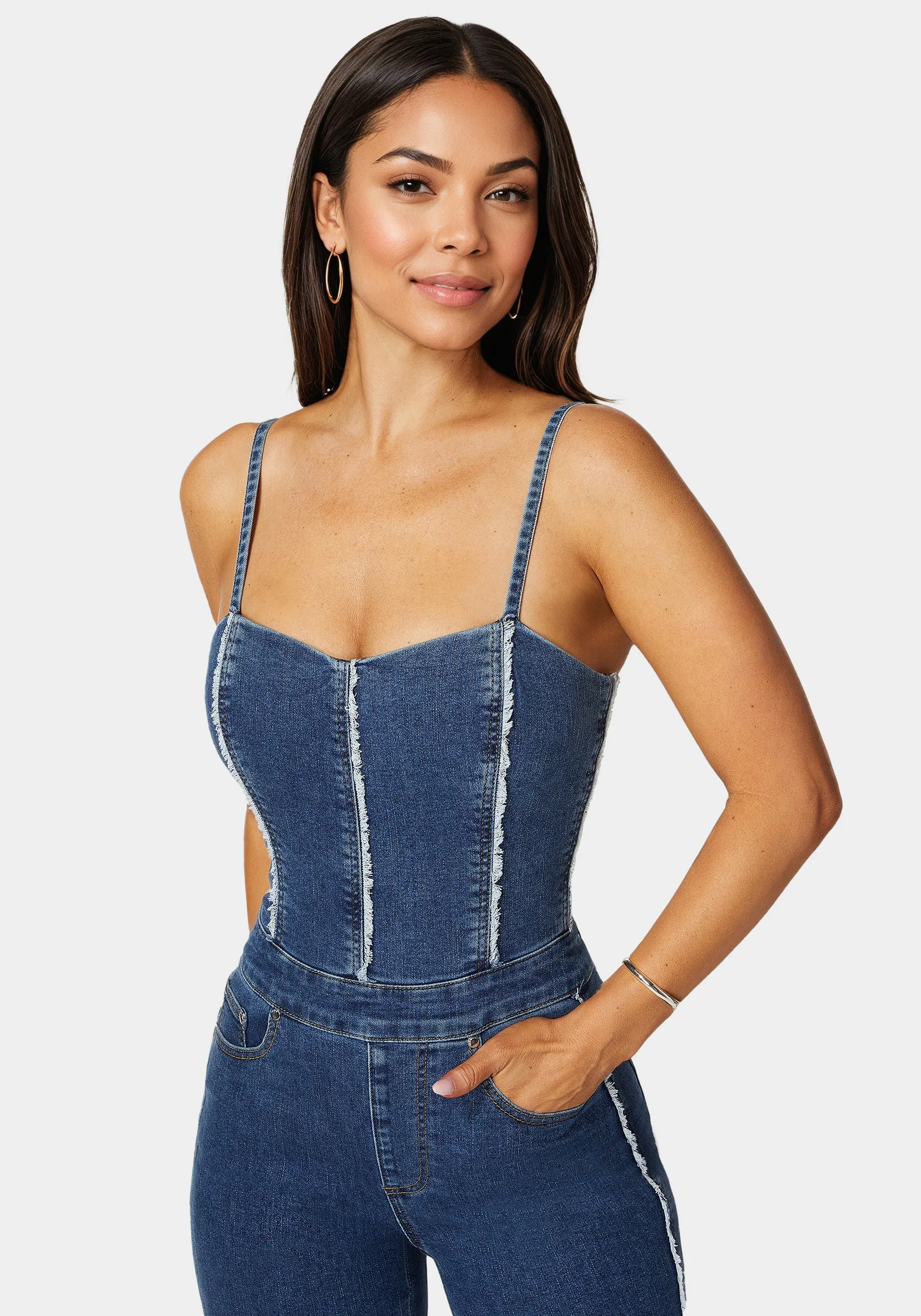 Fitted Capri Denim Jumpsuit sold by Bebe product image thumbnail 3