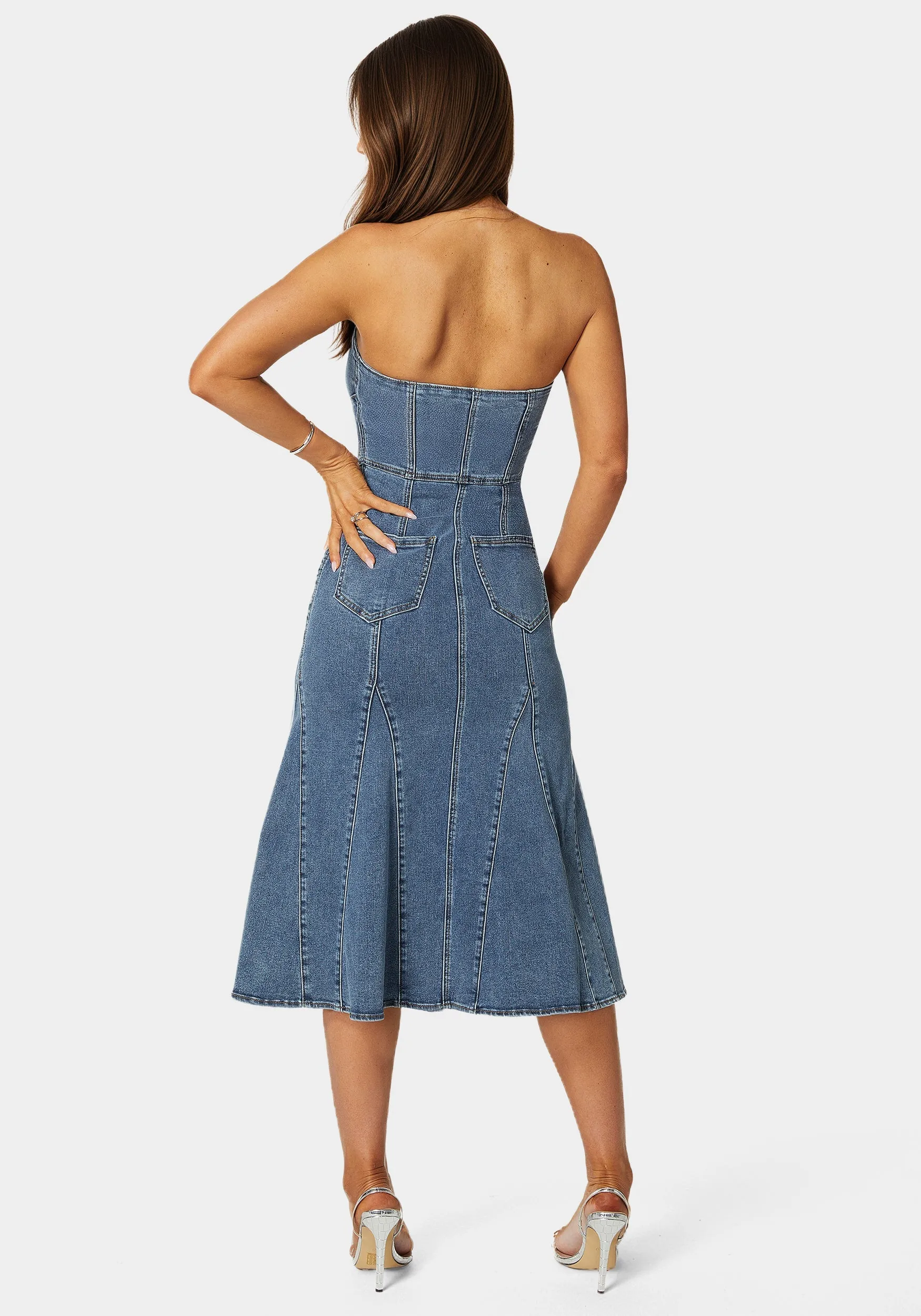 Halter Front Zipper Midi Denim Dress sold by Bebe product image thumbnail 4