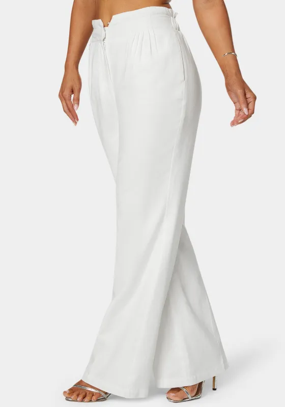 Linen High Waist Palazzo Leg Pant sold by Bebe
